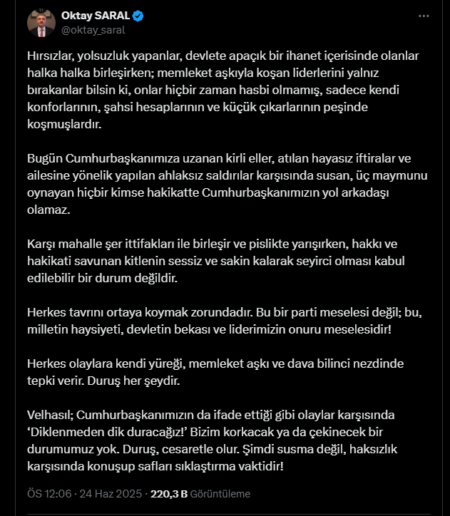 Oktay Saral Açıklama