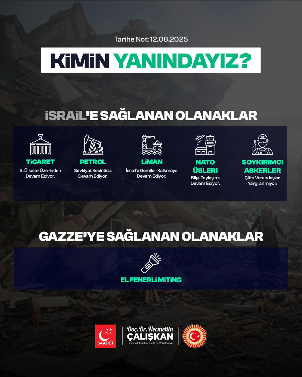 Çalışkan’dan Gazze İsrail Çıkışı “Kimin Yanındayız”
