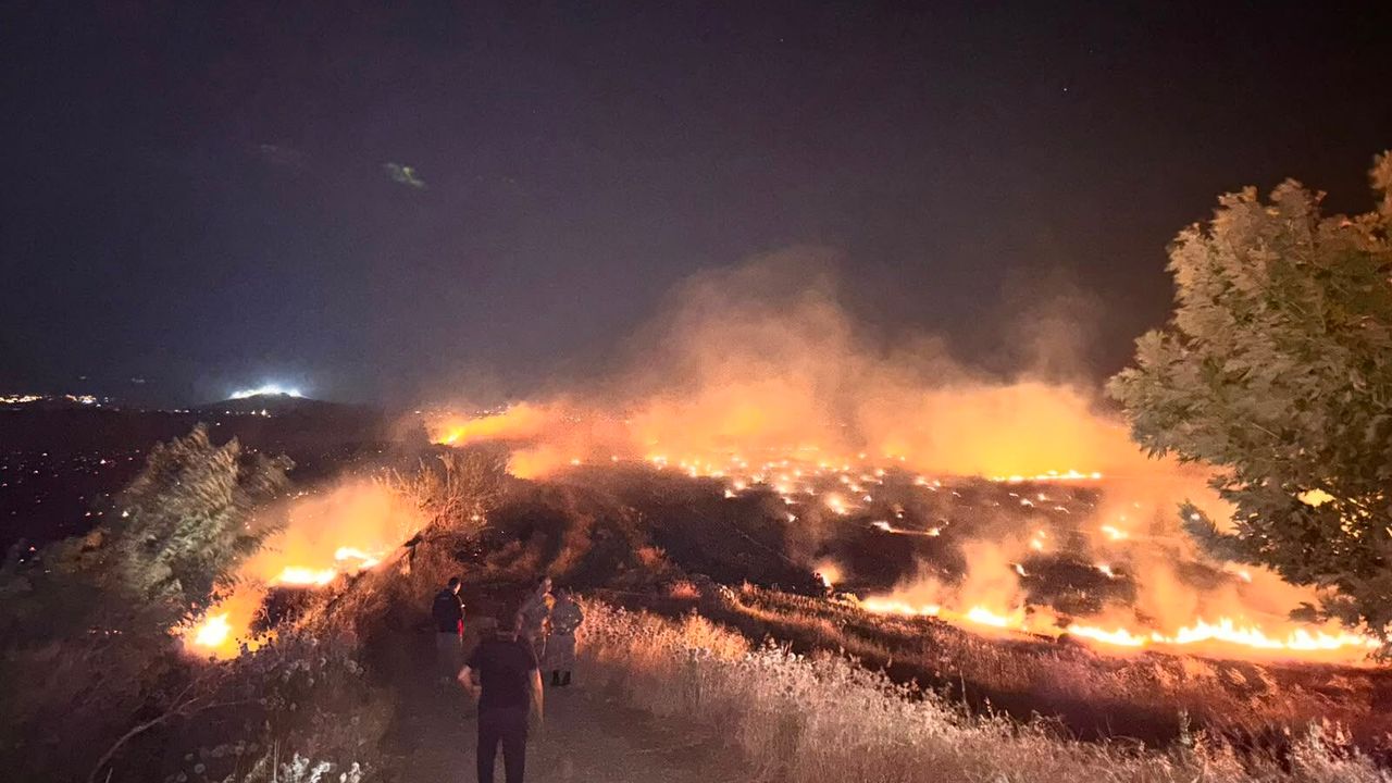 Hatay'da anızda çıkıp zeytin bahçelerine sıçrayan 