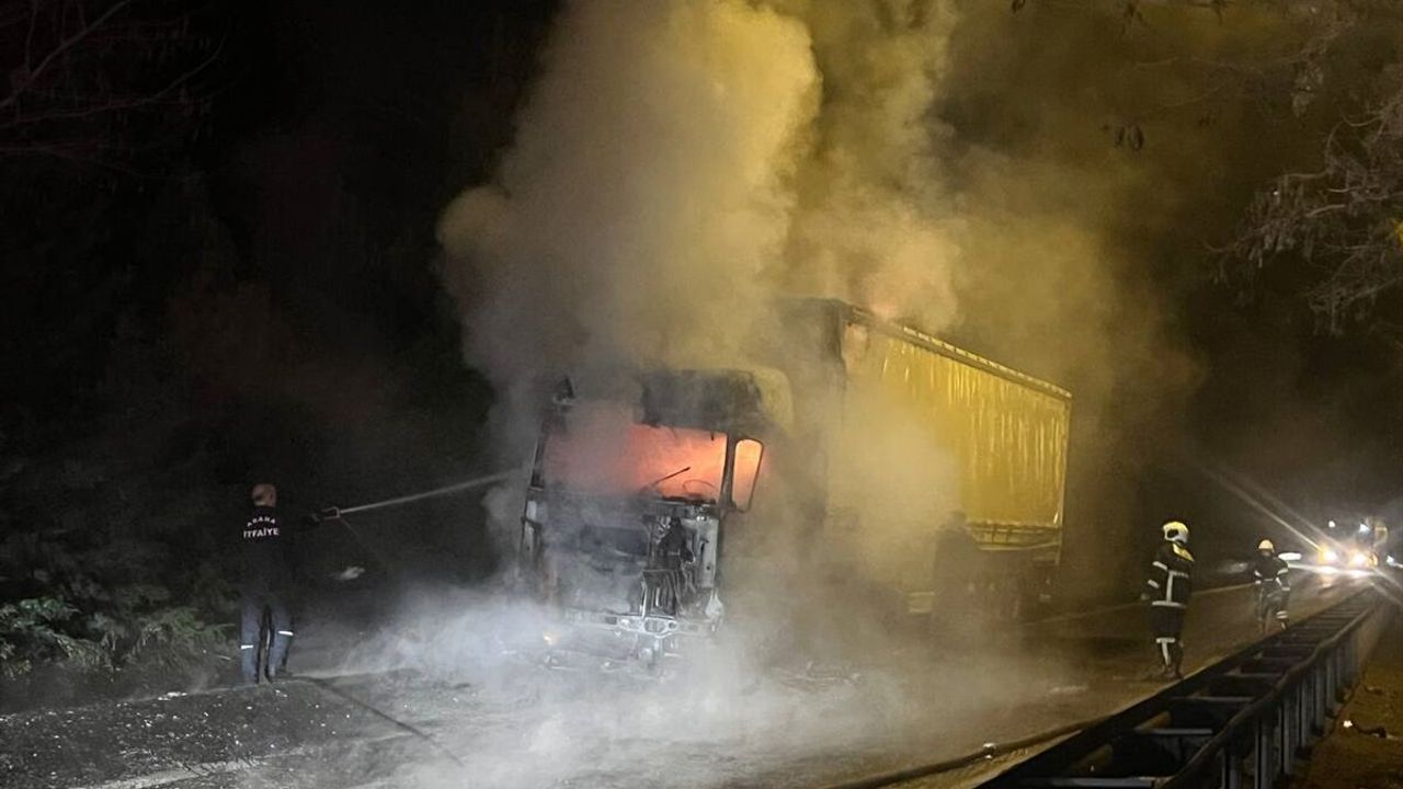 Adana'da kimyasal madde yüklü tırda çıkan yangın söndürüldü