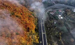 Bolu Dağı'ndan geçen sürücüler mola yerlerinde zirveden manzarayı izliyor