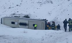 Erzincan'da yolcu otobüsü şarampole devrildi