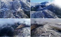 Yaralıgöz Dağı'ndaki kar ve sis dron ile görüntülendi