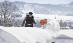 Tunceli'de köylüler damlarda kar atma ve 'loğ' çekme mesaisinde