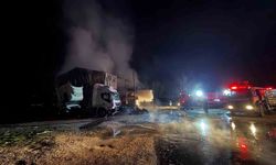 Ağır vasıta servisinde yangın çıktı: 2 çekici, 1 kamyon zarar gördü