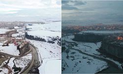 Baharda karla kaplanan Murat Kanyonu gece ve gündüz dronla görüntülendi
