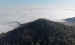 Samsun'da Karadeniz'in üzerini kaplayan sis dronla görüntülendi