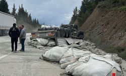 Burdur'da şarampole devrilen tırın sürücüsü yaralandı