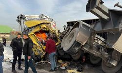 Kazada tırdan devrilen konteyner araçları hurdaya çevirdi