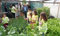 Mersin'de öğrenciler diktikleri sebzelerin hasadını yaptı