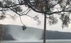 Sumbas'ta baraj üzerinde oluşan hortum kameraya yansıdı