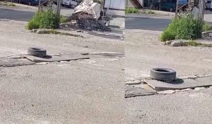 Samandağ’da Çukurlu Yola ‘Tekerlekli’ Önlem!