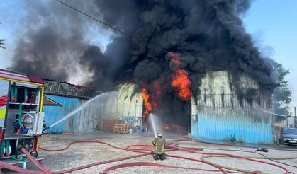 Bursa'da boya fabrikasında çıkan yangına müdahale ediliyor