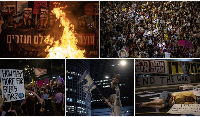 İsrailliler, Gazze kentini işgal kararına karşı esir takası anlaşması talebiyle protesto düzenledi