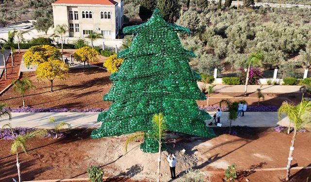 Lübnanlı Chaptini, dünyanın en büyük plastik sedir ağacıyla Guinness Rekorlar Kitabı'na girdi