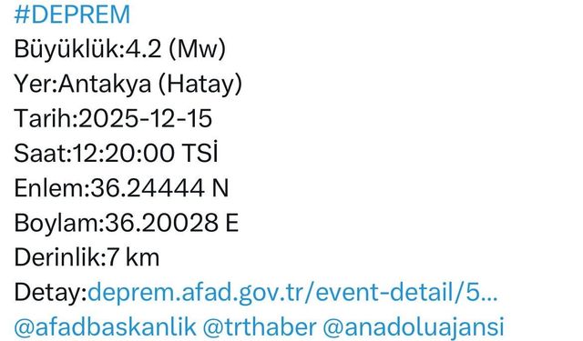 Hatay Valiliği’nden deprem açıklaması