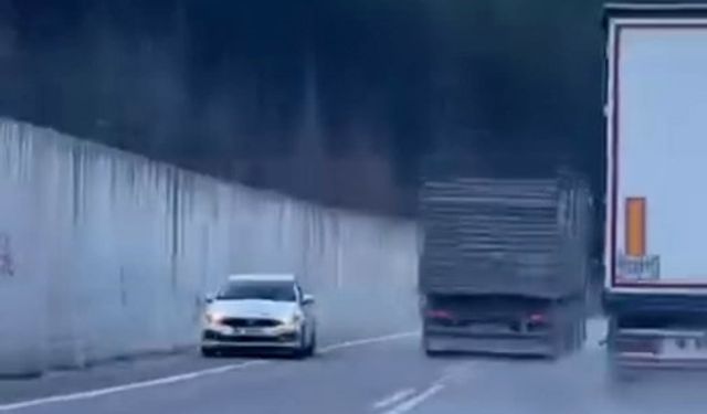 Kamyonun sollama manevrası kazaya neden oluyordu: O anlar kamerada