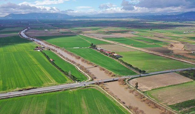 Büyük Menderes Nehri yağmur sularıyla güçlendi