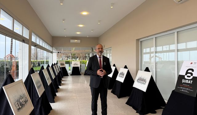Mersin'de 'Zamanın Kırıldığı An: 6 ŞUBAT' grafik tasarım sergisi açıldı