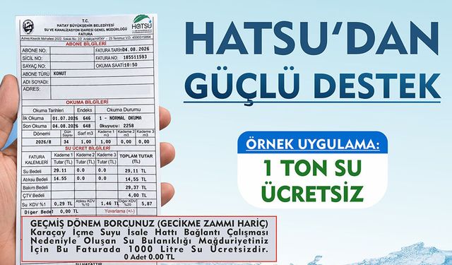 Hatay'daki 3 İlçeye  HATSU'dan Ücretsiz Su Desteği!