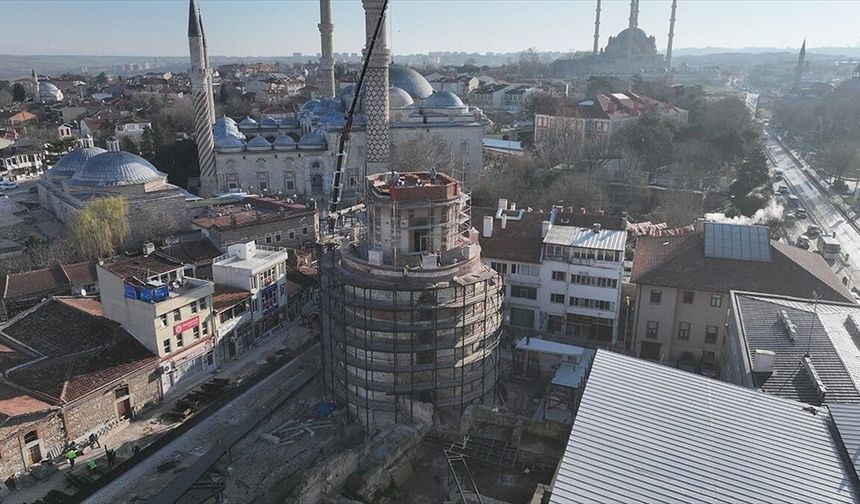 Edirne'de tarihi Makedon Kulesi'nin dış cephe çalışmaları tamamlandı