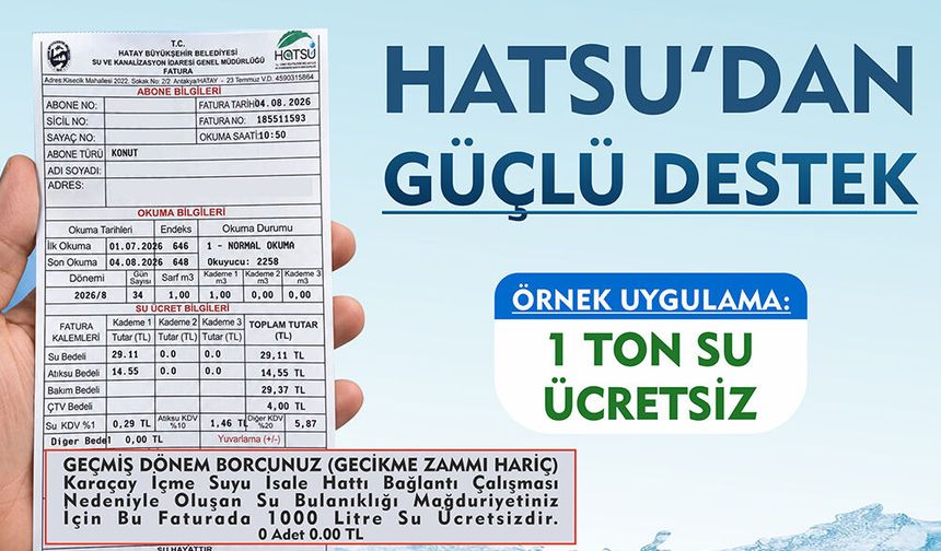 Hatay'daki 3 İlçeye  HATSU'dan Ücretsiz Su Desteği!